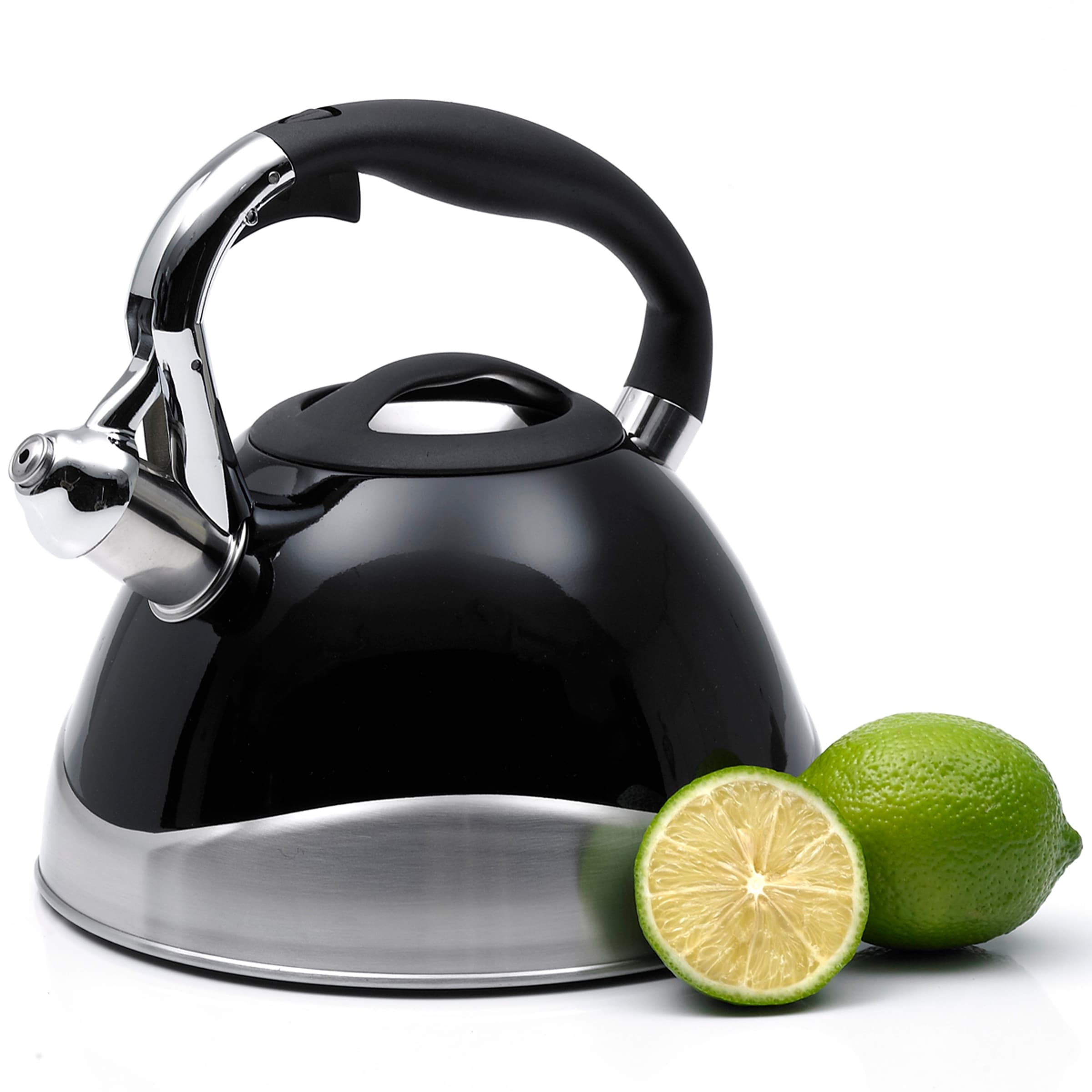 Creative Home Crescendo 3.1 Quart Black Stainless Steel Whistling Tea Kettle