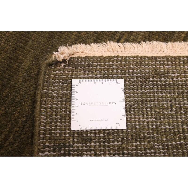 ECARPETGALLERY Hand-knotted Pak Finest Gabbeh Dark Olive Green Wool Rug - 7'10 x 9'11