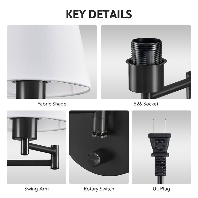 CO-Z Plug-in Swing Arm Wall Mount Sconce