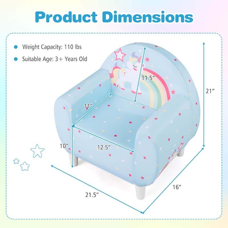 Costway Kids Sofa with Breathable Spandex Fabric High-density Sponge - See Details