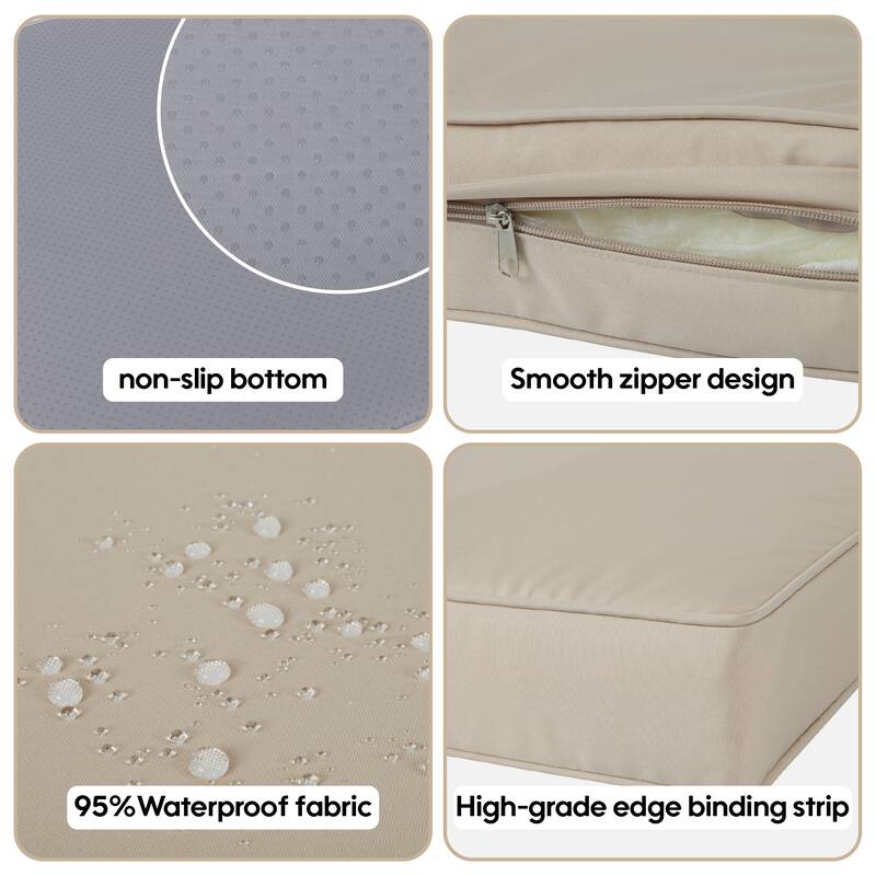 Polyester 14-Piece Outdoor Rattan Cushion Covers Set with Zipper - 25.6L x 25.6W x 3.9H inch