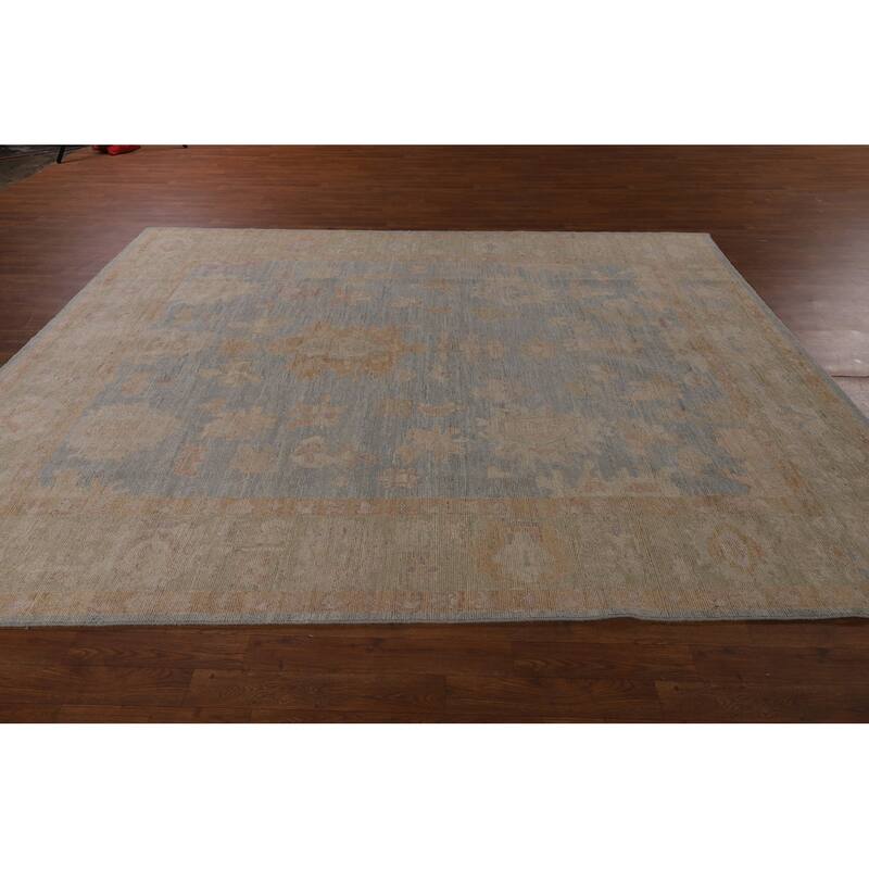 Blue Oushak Turkish Area Rug Handmade Vegetable Dye Wool Carpet - 7'10"x 10'0"