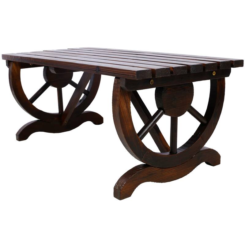 Patio Garden Bench -  Weatherproof Outdoor Seating | Carved Detailing|Brown