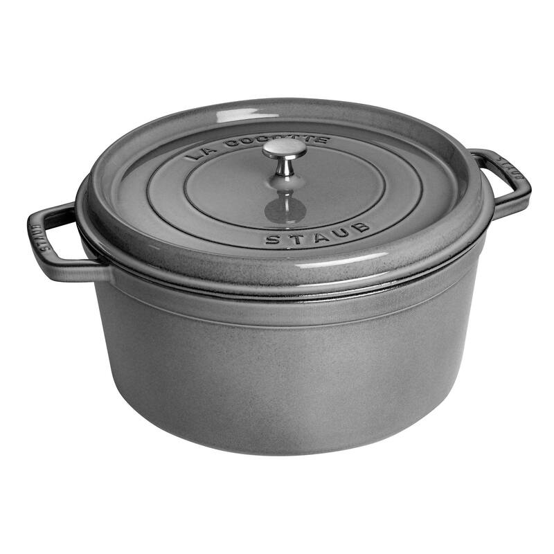 STAUB Cast Iron 13.25-qt Round Cocotte - Graphite Grey