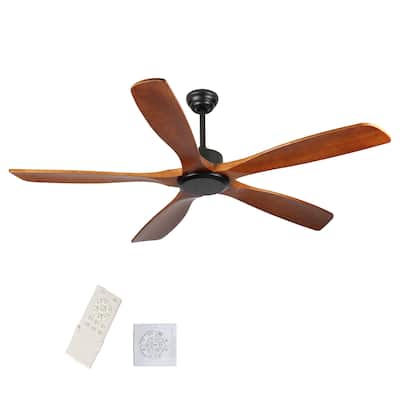 60 Inch wood Ceiling Fan with Remote Control, Low Profile Ceiling Fan without Light,Noiseless Reversible DC Motor with Timer