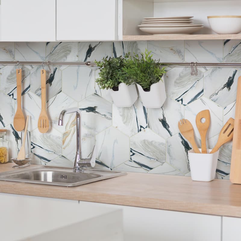Merola Tile Marmaris Hex Sunset 8-5/8" x 9-7/8" Porcelain Floor and Wall Tile