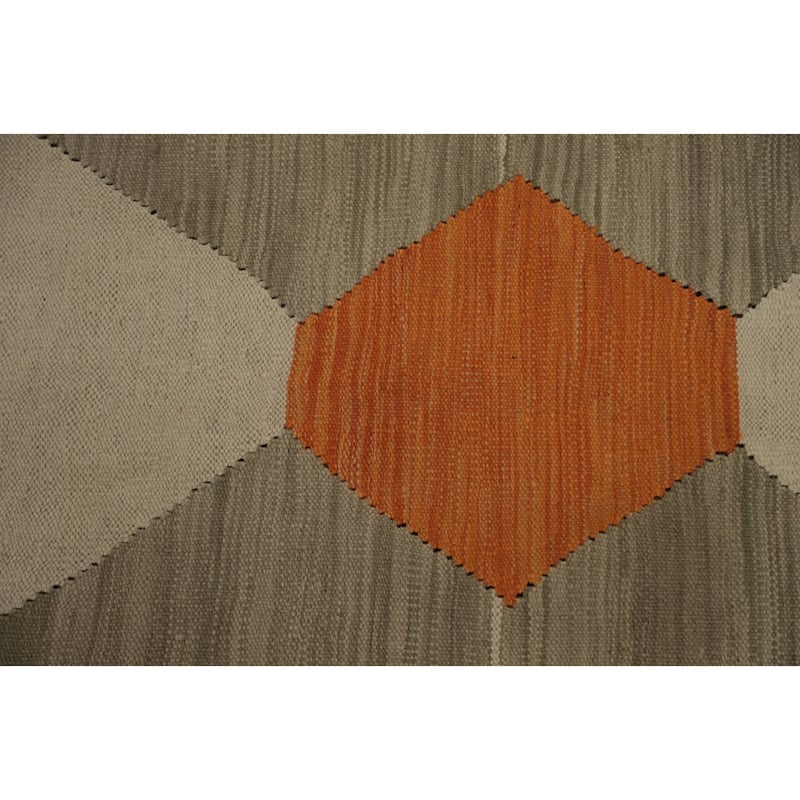 Hand Woven Oriental 100% Wool Carpet Southwestern Tribal Greys & Charcoal Kilim Area Rug - 11' 7'' X 9' 5''