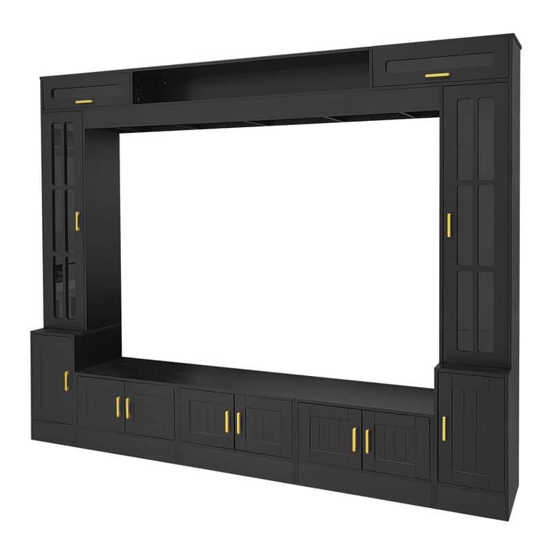 98.4" Wall Unit Entertainment Center with Bookshelves for TVs up to 80", Modern TV Stand Media Console with Cabinets