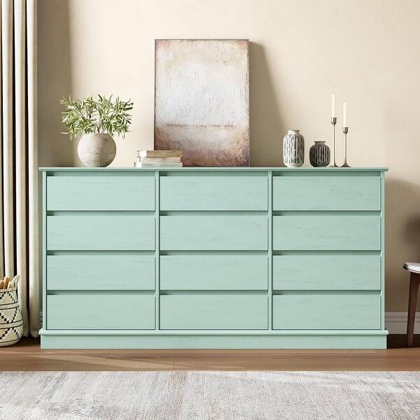 green dresser with wood top Drawer for Bedroom, Wooden Chest Deep Drawers & Wide for Living Room, Hallway, Vionelle