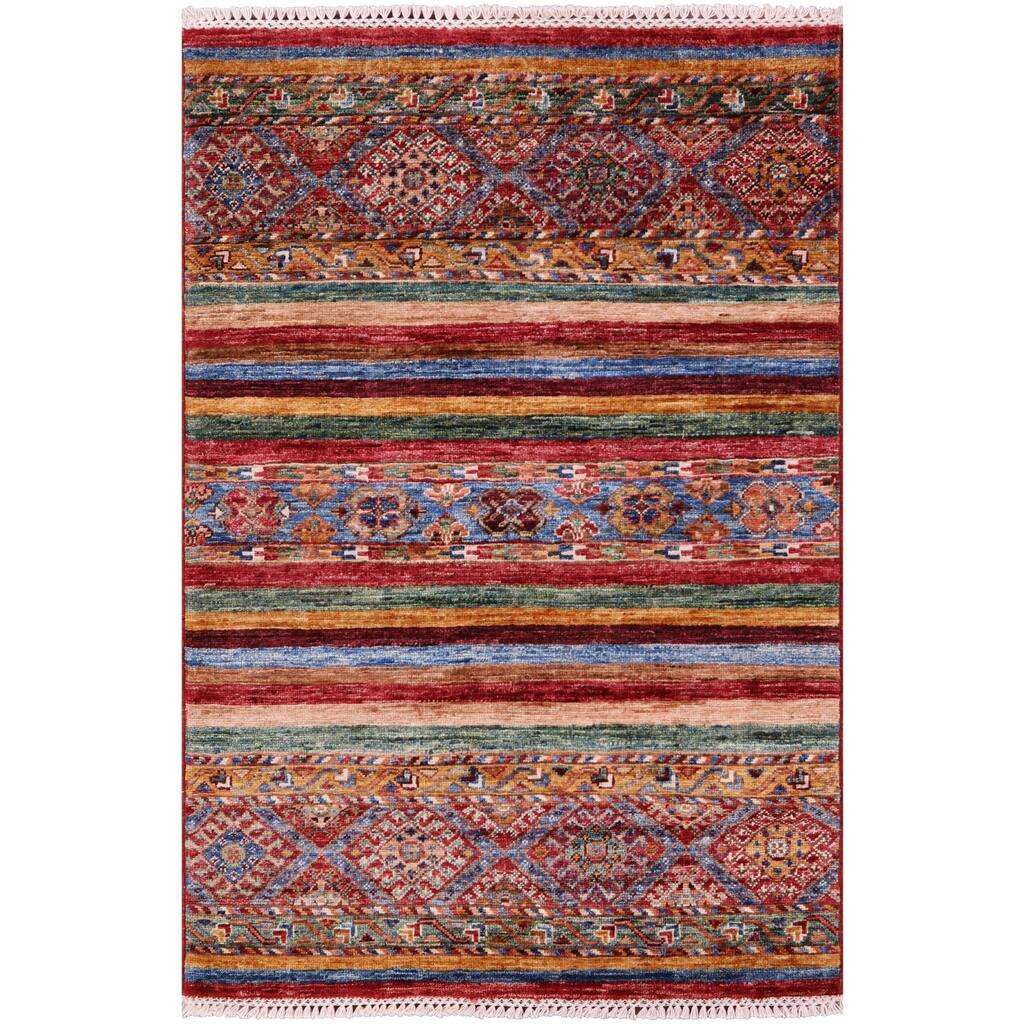 Golden Nile Khorjin Persian Gabbeh Hand Knotted Wool Rug - 2' 11" X 4' 4"