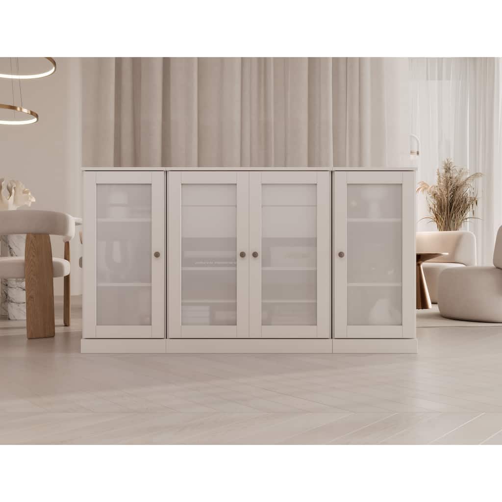 Palace Imports 100% Solid Wood Frosted Glass Buffet Sideboard with 2 Drawers, 65" Wide