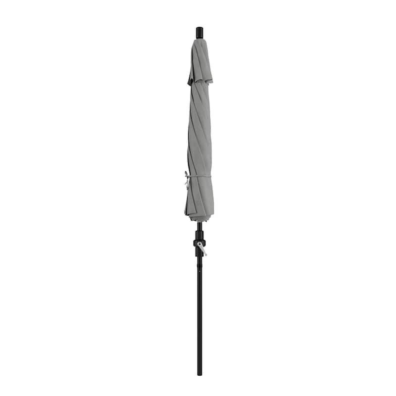 California Umbrella 9' Rd Golden State Series Patio Umbrella Black Aluminum Frame Crank Lift Collar Tilt Sunbrella Cilantro