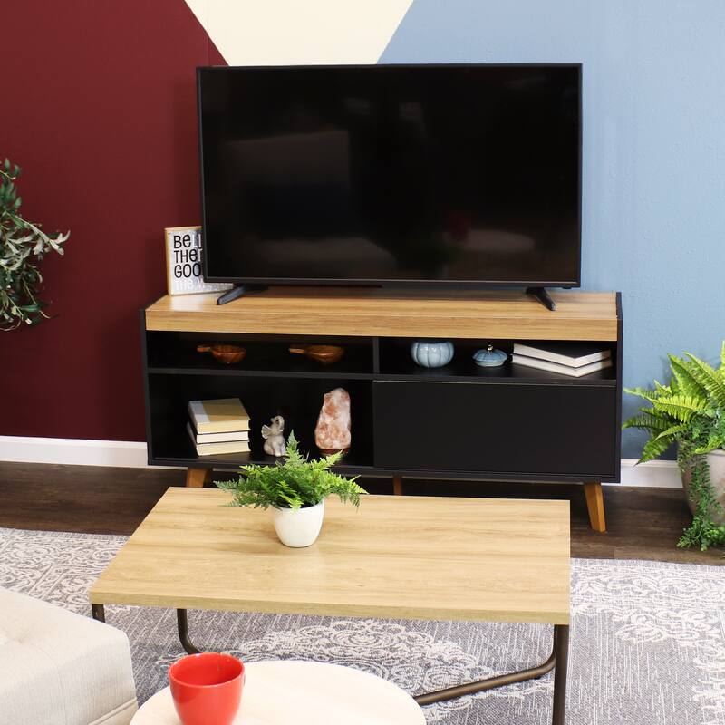 Sunnydaze Mid-Century Modern TV Stand Console for 58" TV with Cabinet