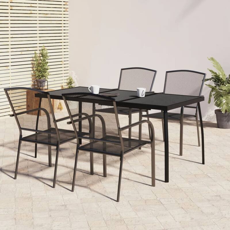 vidaXL Garden Dining Set Anthracite Steel - Anthracite 65" table length