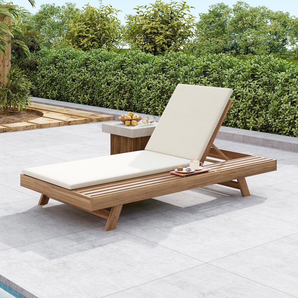 Christopher Knight Home - Maribel Modern Outdoor Acacia Wood 4-Position Adjustable Chaise Lounge with Water-Resistant Cushion
