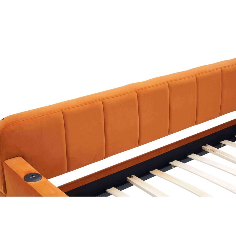 Twin Daybed with Trundle, Upholstered Velvet Frame, Space Saving Daybed Bed for Guest Room