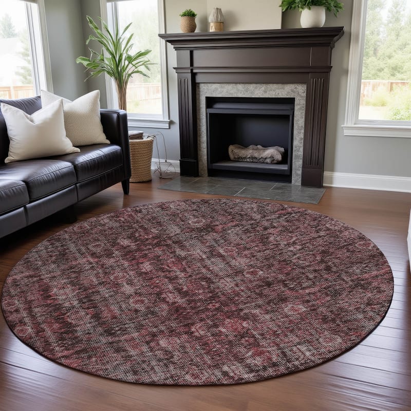 Premium Washable Super Soft Vintage Traditional Mayfield Rug - Pink - 8' x 8'