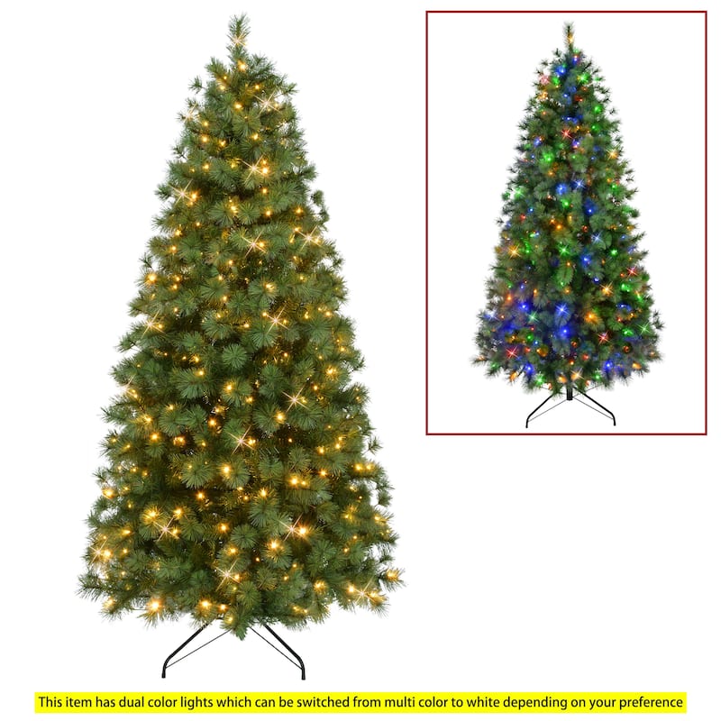 Puleo International 7.5' Pre-Lit Artificial Colorado Pine Christmas Tree with 300 Dual Function LED Lights