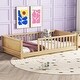 preview thumbnail 4 of 31, Twin Size Floor Platform Bed with Built-in Book Storage Rack Natural