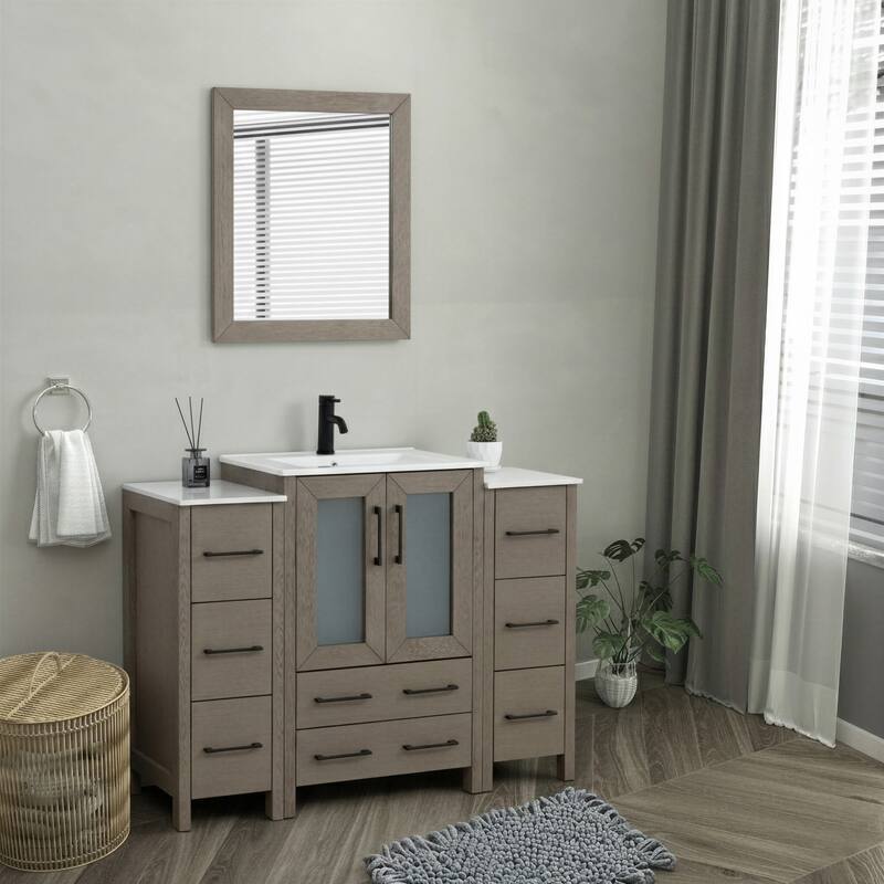 Vanity Art 48 in. Single Sink Bathroom Vanity with Top and Mirror - 48 X 18.1 X 35.8