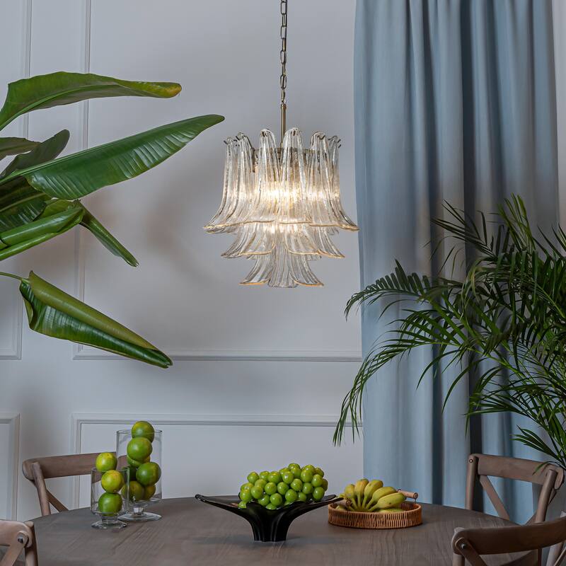 Vintage Mid-Century Modern Chandelier Clear Art Glass Pendant With Antique Bronze Finish For Livingroom Bedroom