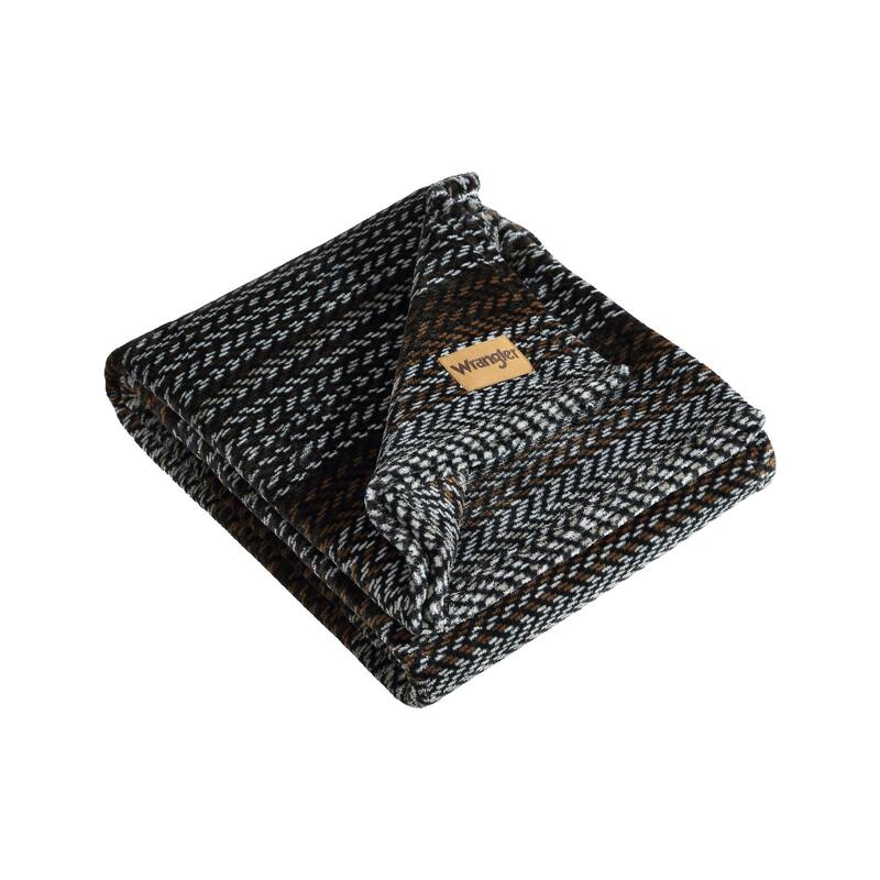 Wrangler Printed Ultra Soft Plush Fleece Throw Blanket - Nash Stripe Brown