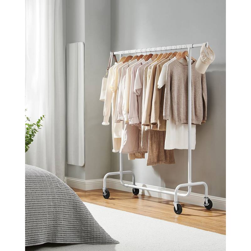 Rolling Clothes Rack with Sturdy Steel Tubes and Extra Load Capacity 2 Lockable Casters - 43.3" x 17.7" x 63"