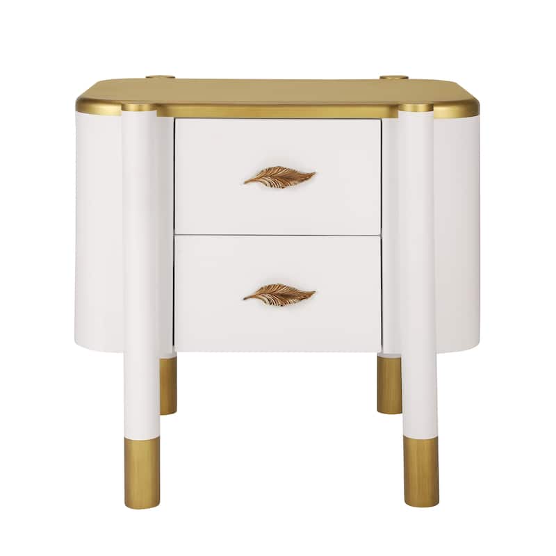 Bedside Table White Storage Cabinet with Drawers, Lamp Table Coffee Table Accent Cabinet Dressing Table - White