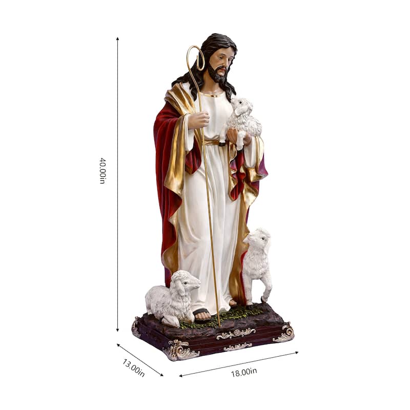 Good Shepherd Jesus Outdoor Garden Patio Statue - 40"