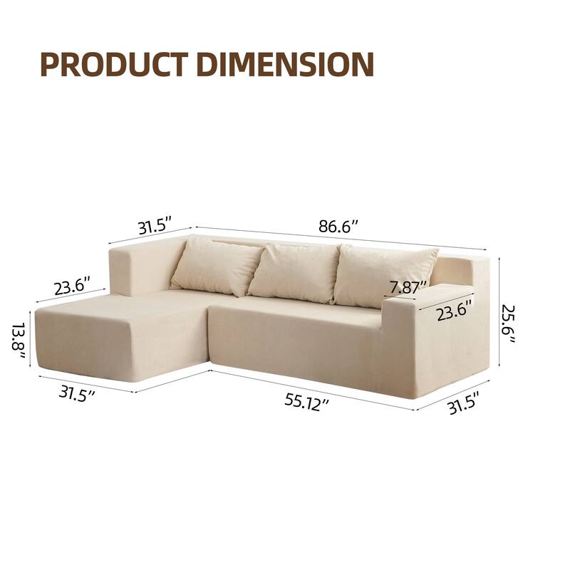 Sectional Couch Covers Sofa with Pillowcases
