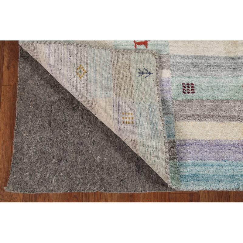 All-Over Tribal Gabbeh Indian Area Rug Hand-Knotted Wool Carpet - 4'9"x 6'6"