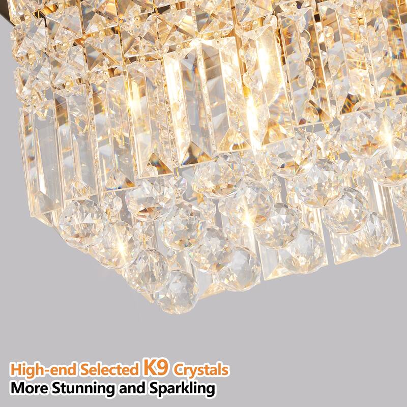 Modern Rectangular Crystal Chandelier 8-Light Pendant Lights for Dining Room (Bulbs Not Included)