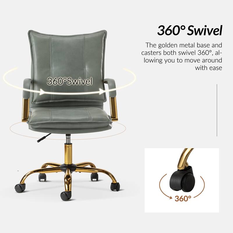 Zarina Modern Faux Leather Swivel Office Desk Chair with Height-adjustable by HULALA HOME