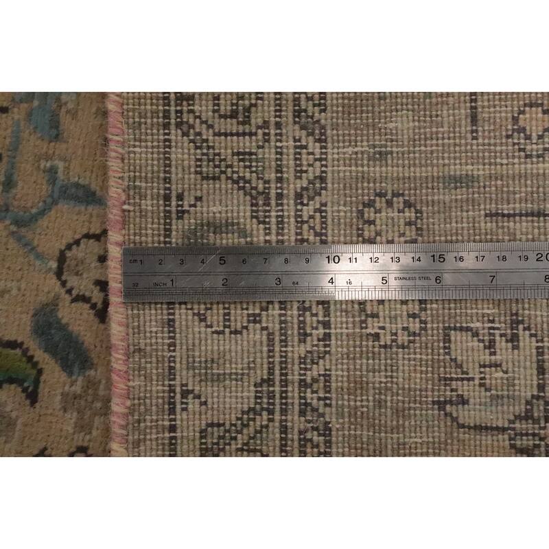 Hand Knotted Oriental 100% Wool Carpet Traditional Floral Beige & Ivories Tabriz Area Rug - 11' 2'' X 8' 0''