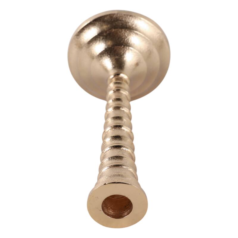 Aluminum Modern Taper Holder Sculpted Spiral Stem Textured Round Base