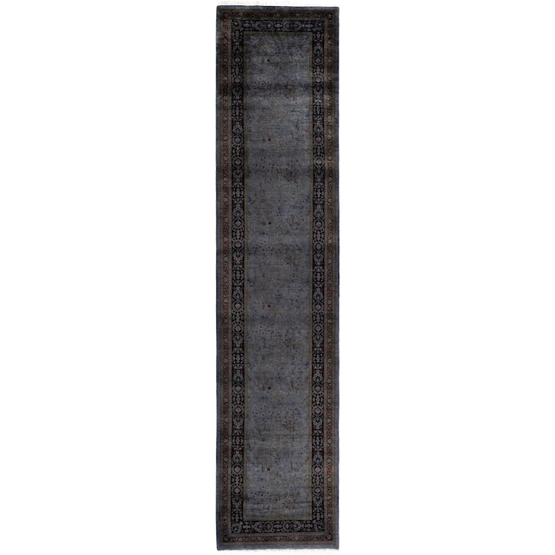 Overdyed One-of-a-Kind Hand-Knotted Area Rug - Gray - 2' 7" x 11' 6"
