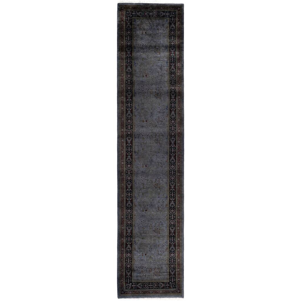 Overdyed One-of-a-Kind Hand-Knotted Area Rug - Gray - 2' 7" x 11' 6"