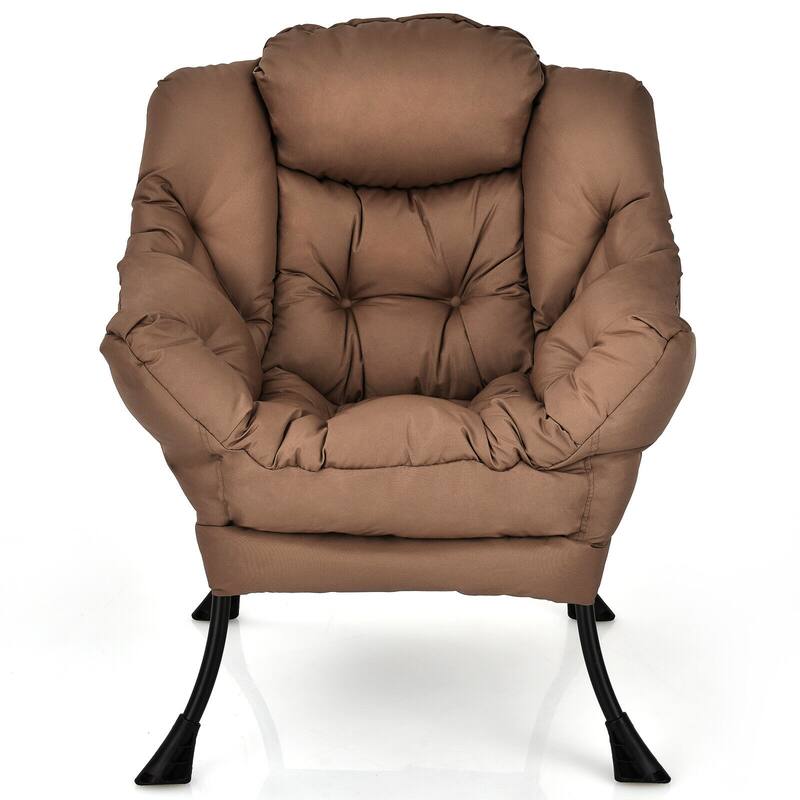 Modern Polyester Fabric Lazy Chair with Side Pocket - 32" x 29.5" x 37.5"