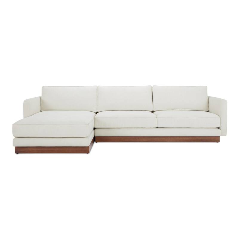 NADAAL STUDIOS Indigo, Sectional With Walnut Base - 112"W x63"D x30.7"H - White - Left Facing