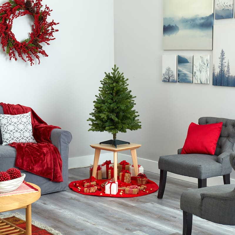 3Ft Artificial Christmas Tree with Lights - Holiday Decor, Festive Tree, Indoor Xmas Tree, Pre-Lit Tree - Green - 36