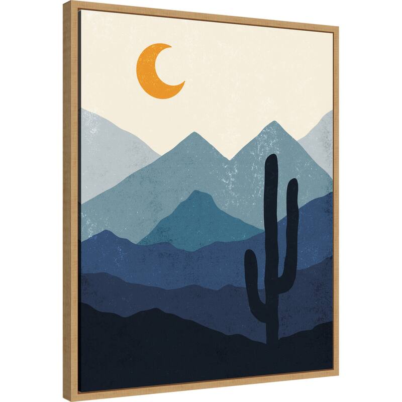 Desert Life Night by XYZ Studio Framed Canvas Wall Art Print - Sylvie Natural