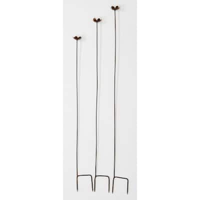 2" Iron Flower on 39", 36", 33" Yard Stake, Set of 3