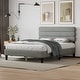 preview thumbnail 3 of 27, Queen Size Platform Bed w/ Upholstered Headboard for Kids Teens Adults