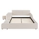 preview thumbnail 6 of 95, Velvet Grounded Bed Mother & Child Bed Platform Slat Bed Frame with Little Round Stool and Bedside Desk for Growing Child