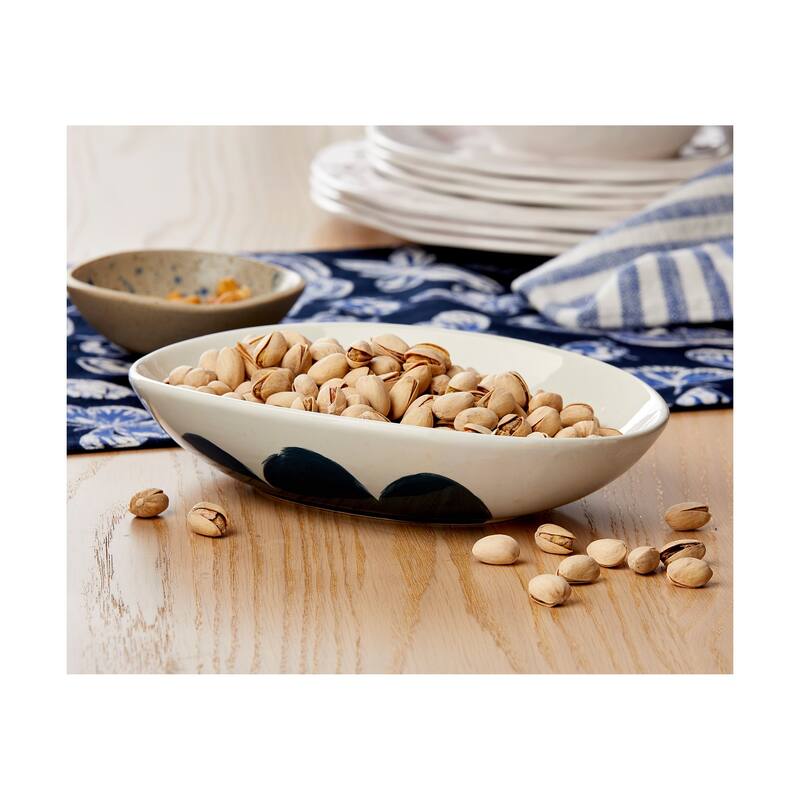 Brushstroke Ceramic Snack Bowl - 20oz, Dishwasher Safe, 9.25" L x 6.7" W x 2.1" H, Blue Multi, Everyday Dining