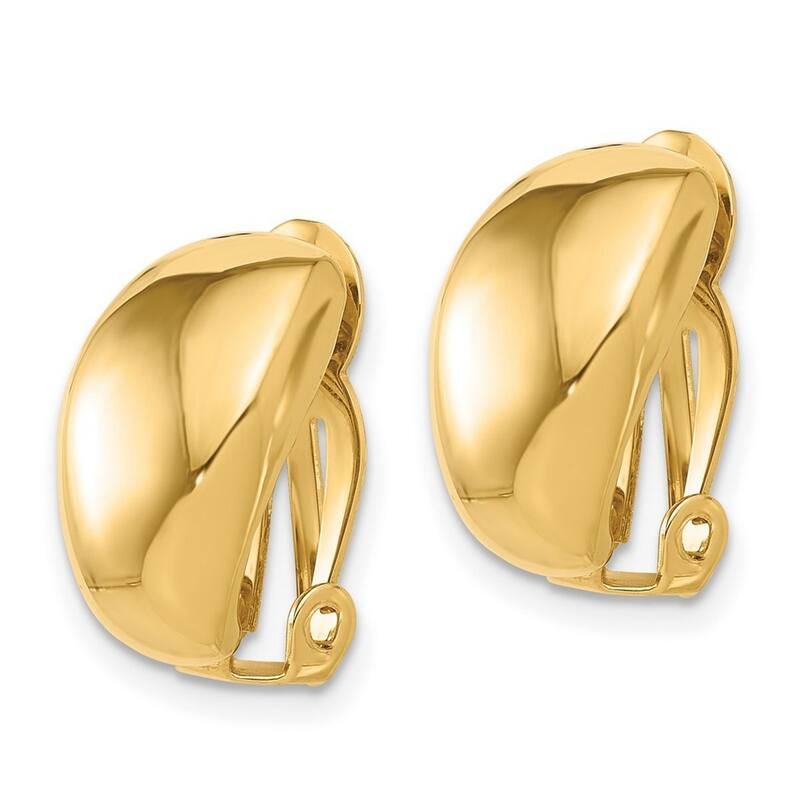 Curata 14k Yellow Gold Polished Omega Clip Non Pierced Earrings - 16x11mm