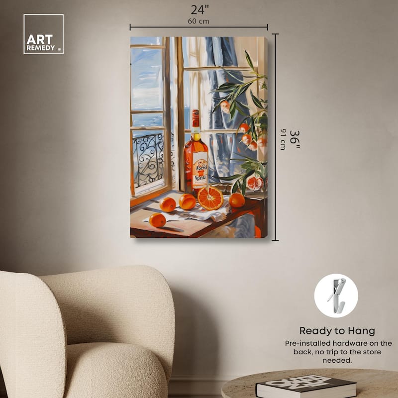 Orange Aperol by the Sea Canvas by Art Remedy, Gallery Wrapped