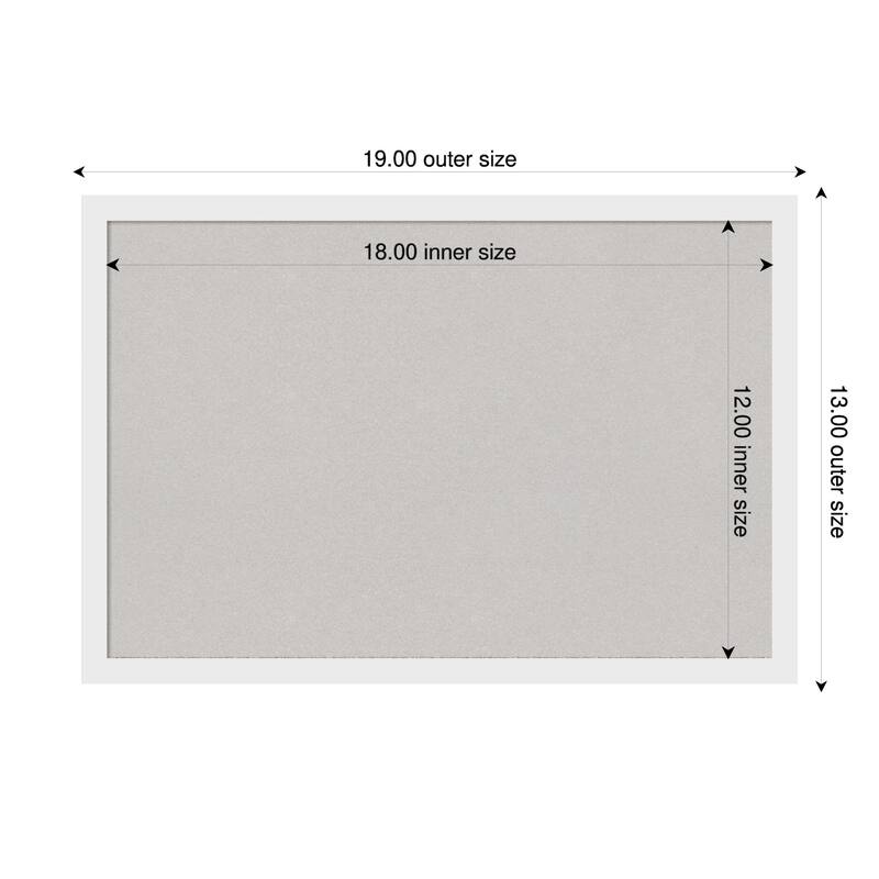 Incline White Wood Framed Cork Board - Bulletin Board, Organization Board, Pin Board - Grey - 19 x 13 in