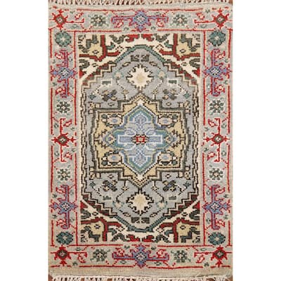 Gray Heriz Serapi Indian Foyer Rug Hand-Knotted Wool Carpet - 2'0" x 3'0"