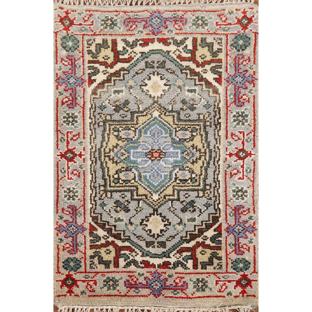 Gray Heriz Serapi Indian Foyer Rug Hand-Knotted Wool Carpet - 2'0" x 3'0"